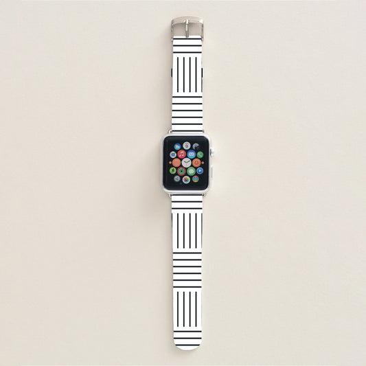 Black and White Lines Apple Watch Band