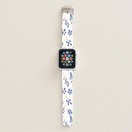 Blue Flower Apple  Watch Band